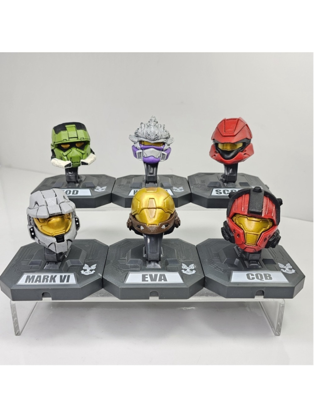 Halo 3 Spartan Helmet Collection 6 Pc Mini Helmet Busts EOD Hayabusa Scout 2009